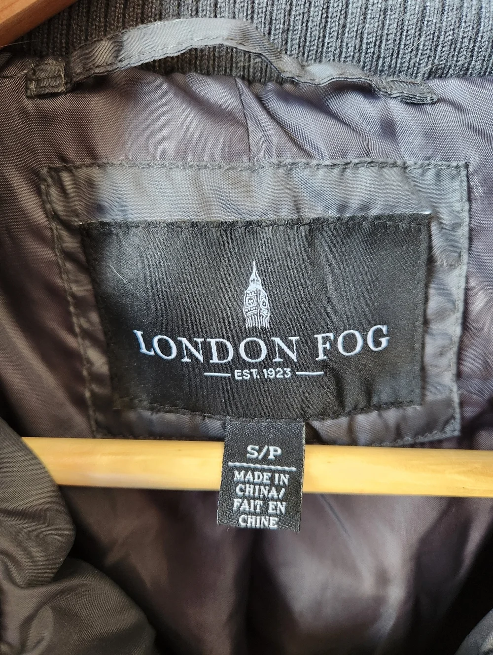 London Fog Chevron Goose Down Feather Puffer Wnter Coat Grey Faux Fur Small - Picture 4 of 10